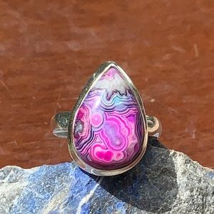 LAGUNA LACE AGATE 925 STERLING SILVER RING, SIZE 6.5